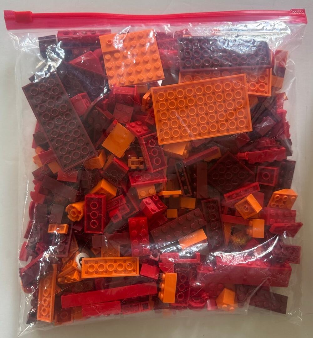 Lot of 1lb Red/Orange Lego Bricks Various Sizes/Shapes/Parts AS IS